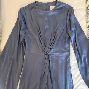Veiled Dusty Blue Long Sleeve Dress